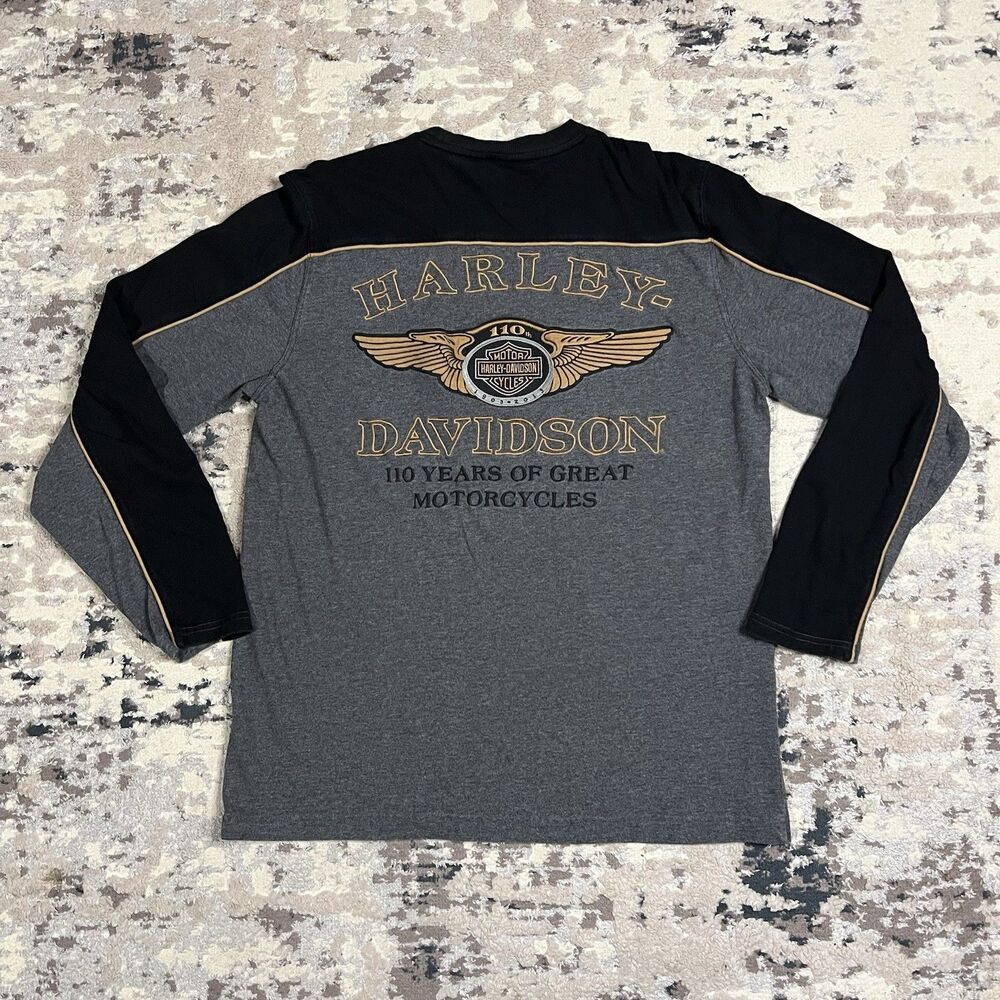 HARLEY DAVIDSON 1903-2013 110th Anniversary Long Sleeve Shop T-shirt Sz Large